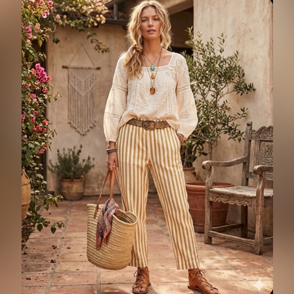 Madewell Tapered Huston Pull-On Crop Pants in Stripe size small NNT